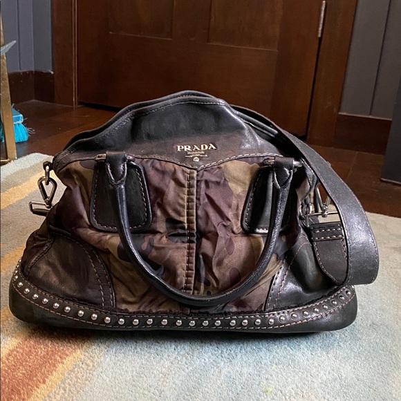 Prada Handbags - Prada Fumo Camouflage Nylon Bowling Bag Purse